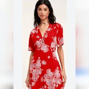 Free People Hawaii Red Floral Mini Dress - Petite